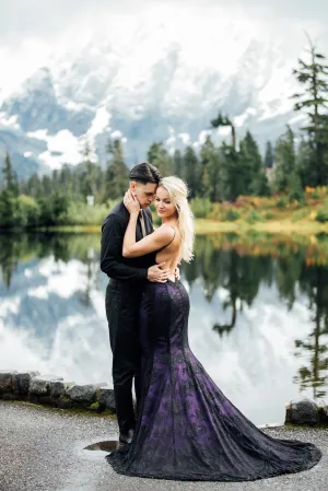 Detachable Black and Purple Gown (#Maia )