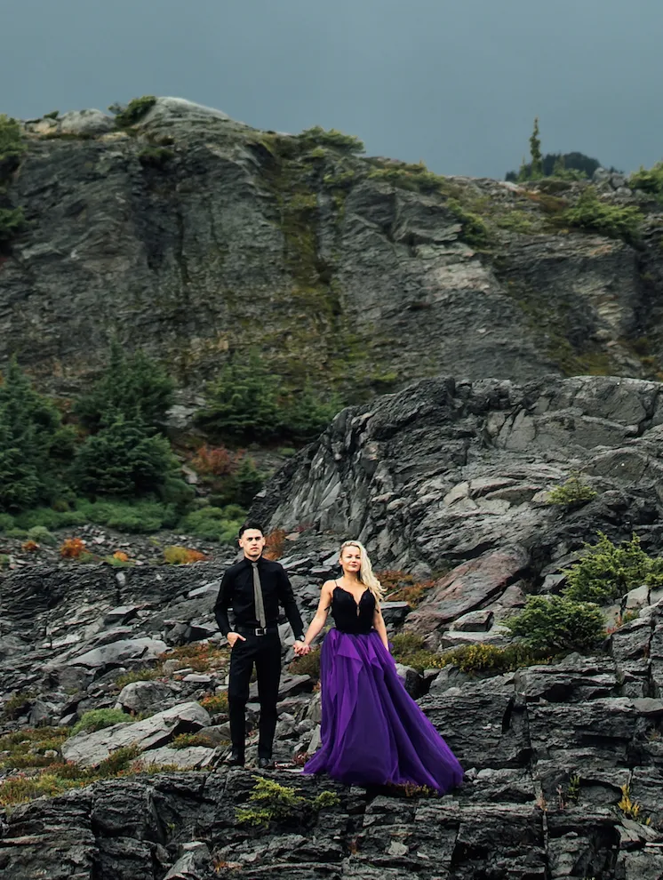 Detachable Black and Purple Gown (#Maia )