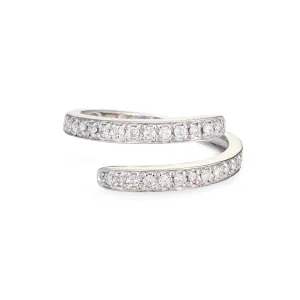 Diamond Bypass Band Sz 8.5 Estate 14k White Gold Ring Fine Jewelry