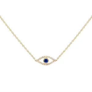 Diamond Evil Eye Necklace 14K