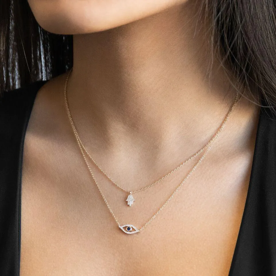 Diamond Evil Eye Necklace 14K