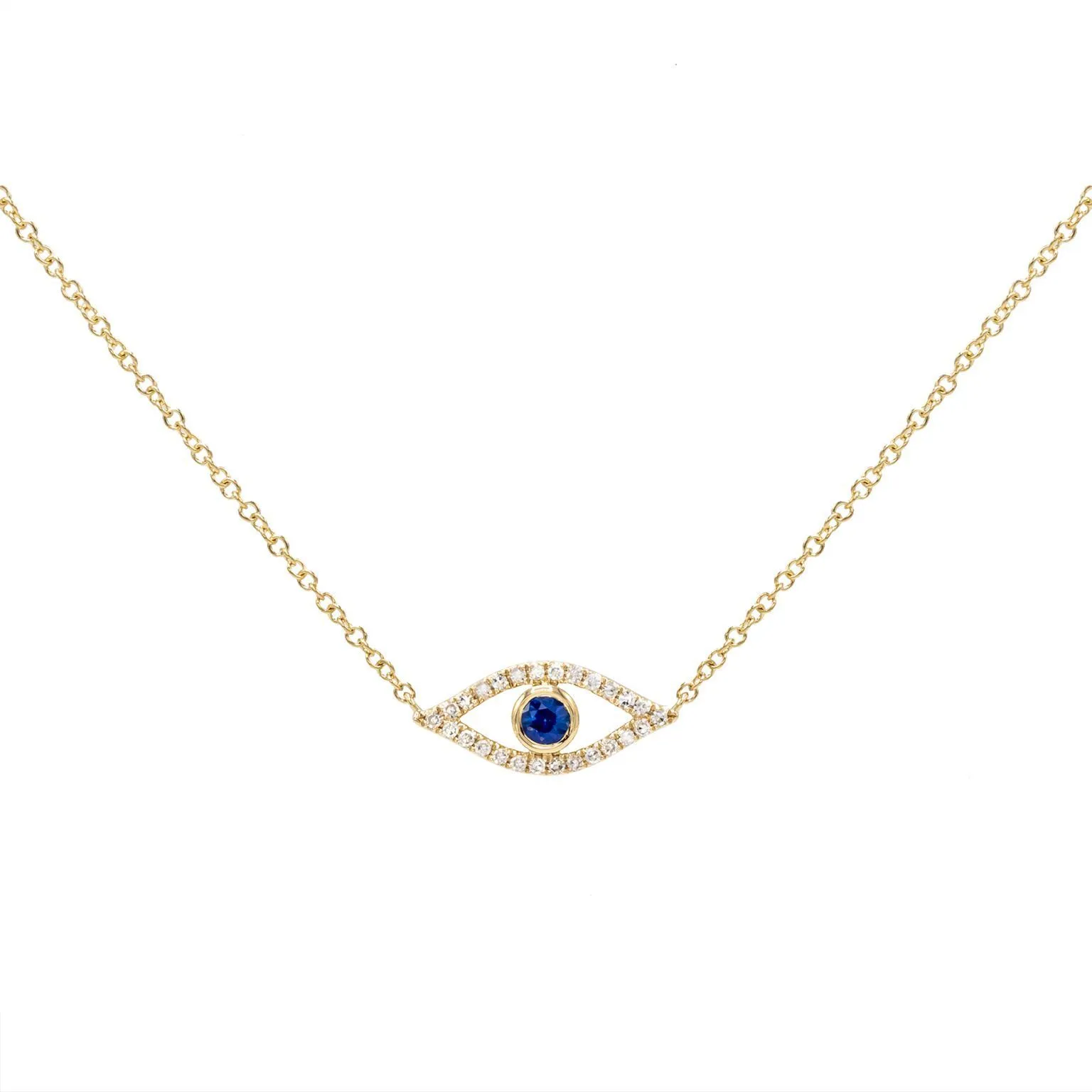 Diamond Evil Eye Necklace 14K