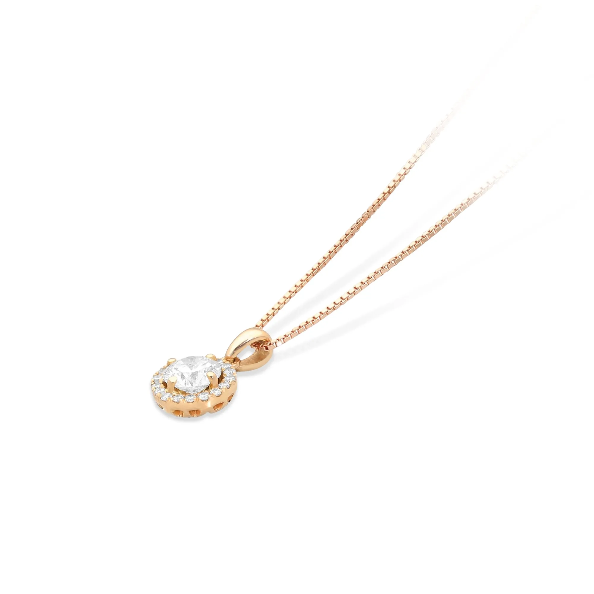 Diamond Halo Pendant Necklace - .59 Carat