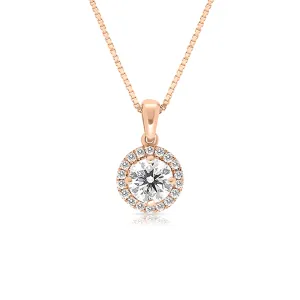 Diamond Halo Pendant Necklace - .59 Carat
