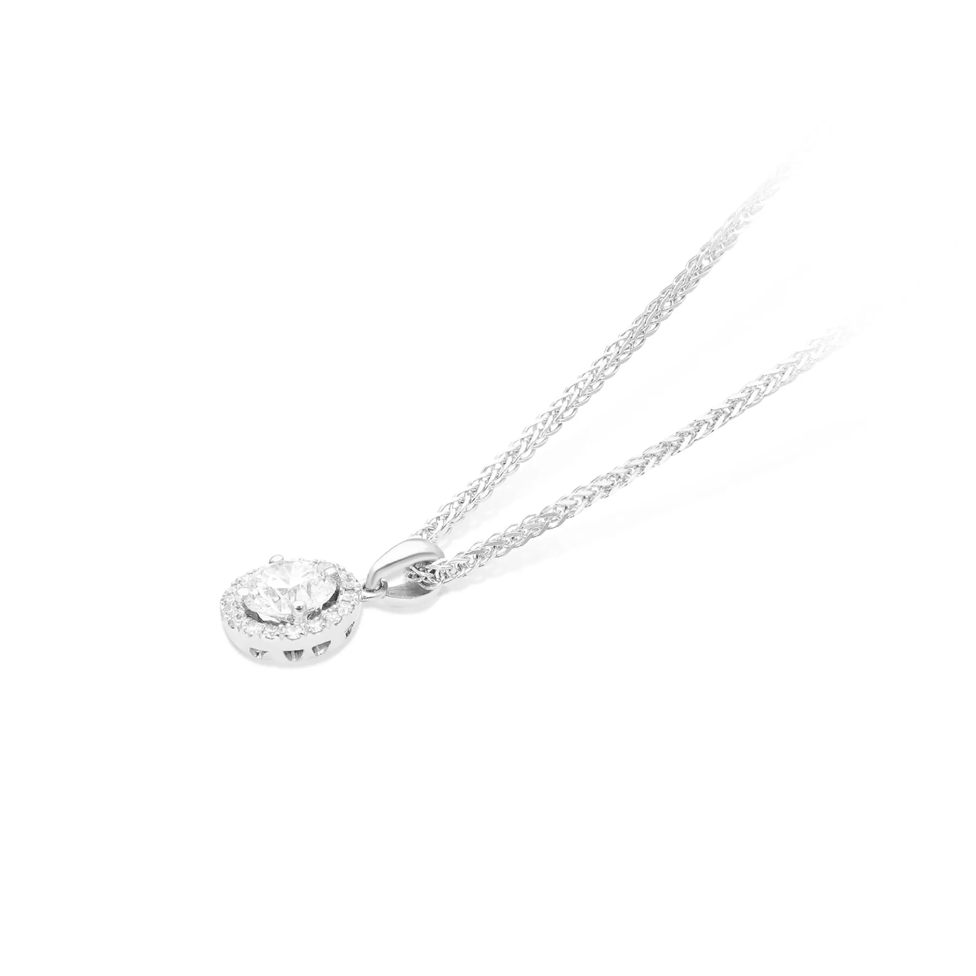 Diamond Halo Pendant Necklace - .59 Carat