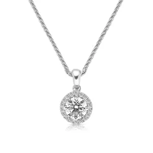 Diamond Halo Pendant Necklace - .59 Carat