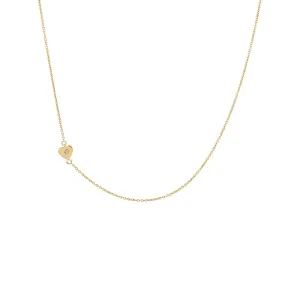 Diamond Sideway Heart Necklace 14K