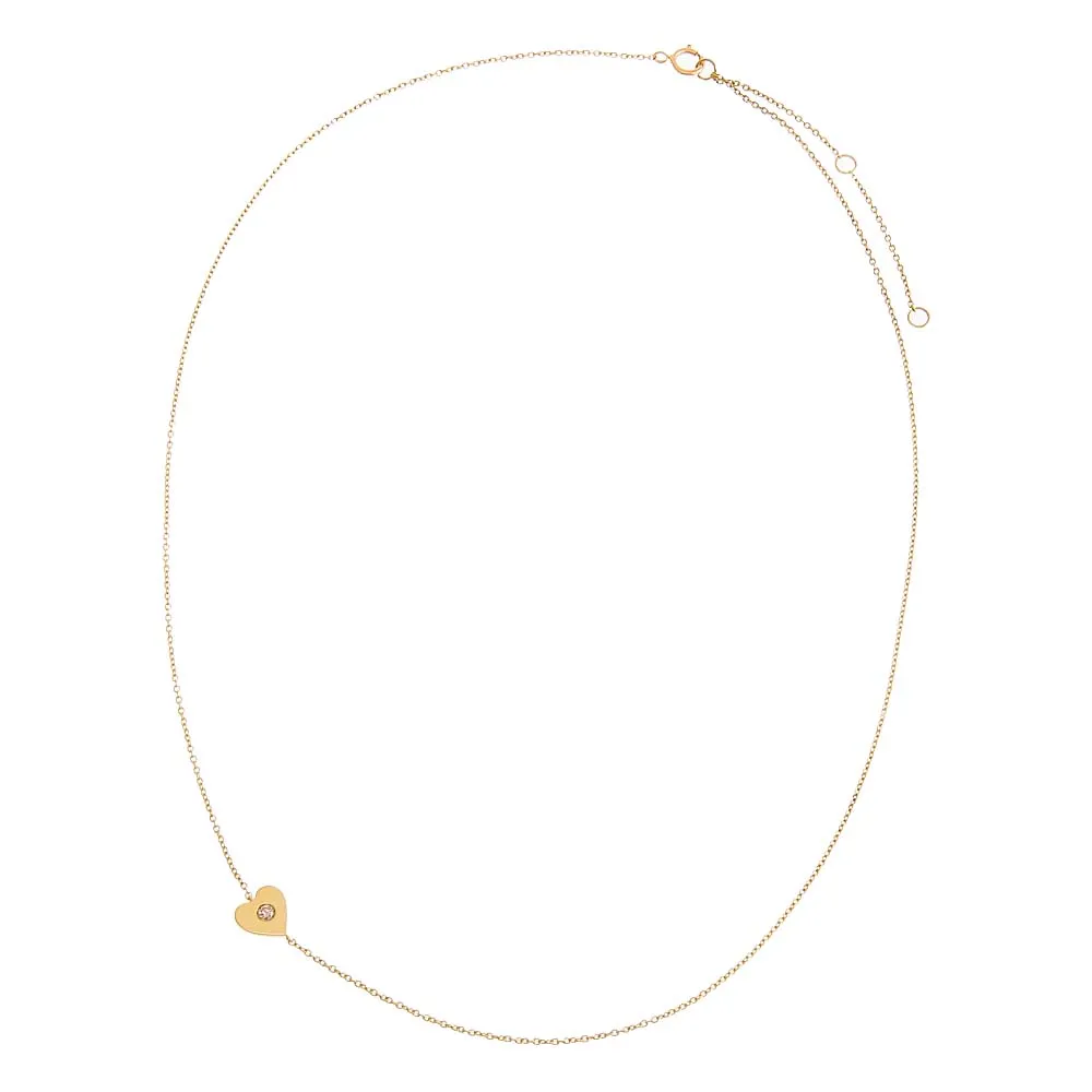 Diamond Sideway Heart Necklace 14K