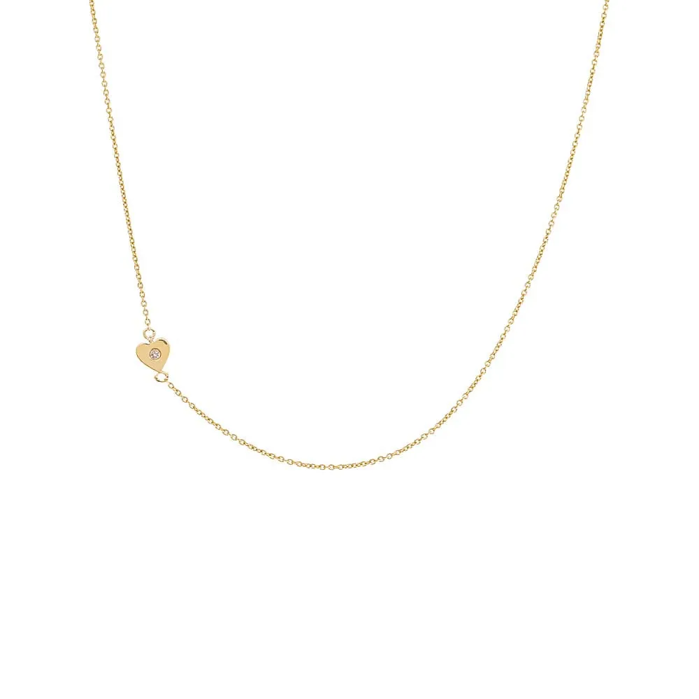 Diamond Sideway Heart Necklace 14K