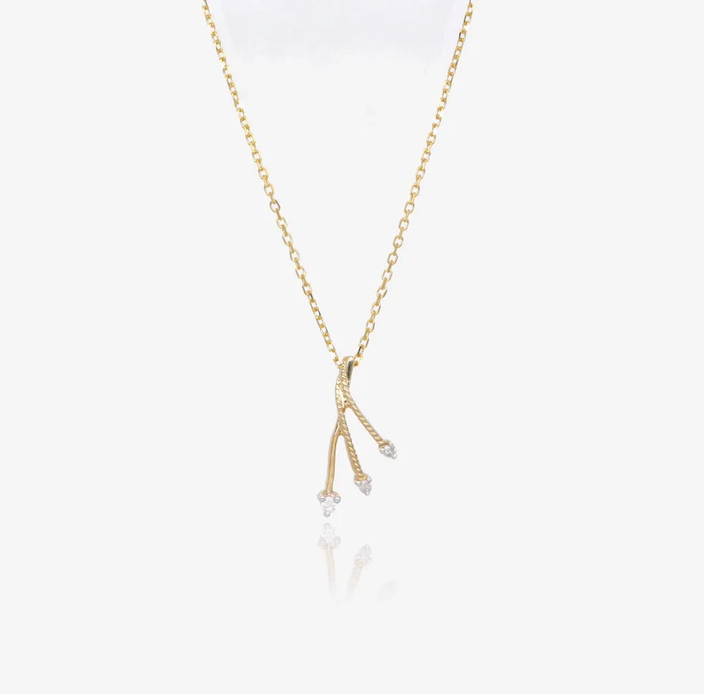 Diamond Spray Yellow Gold Pendant