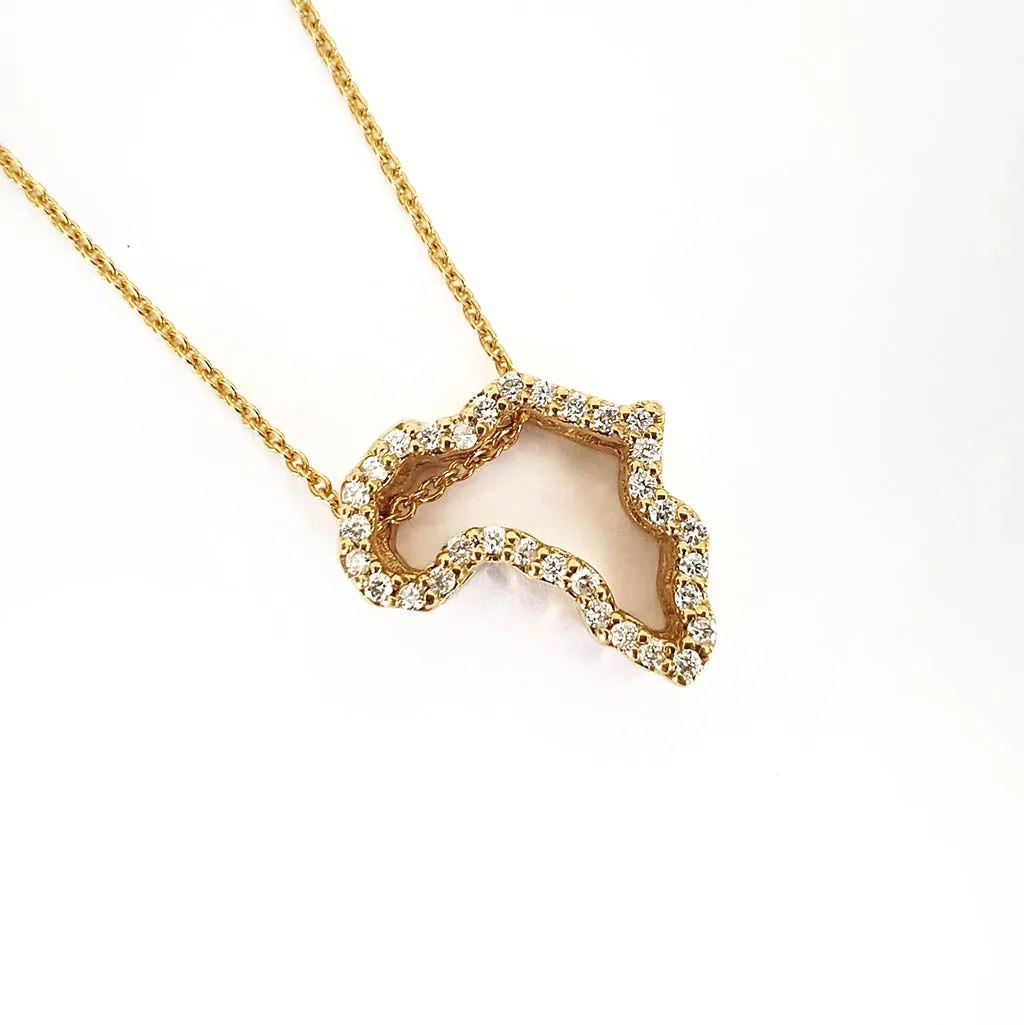 Diamond Studded 9-carat Gold Africa Pendant
