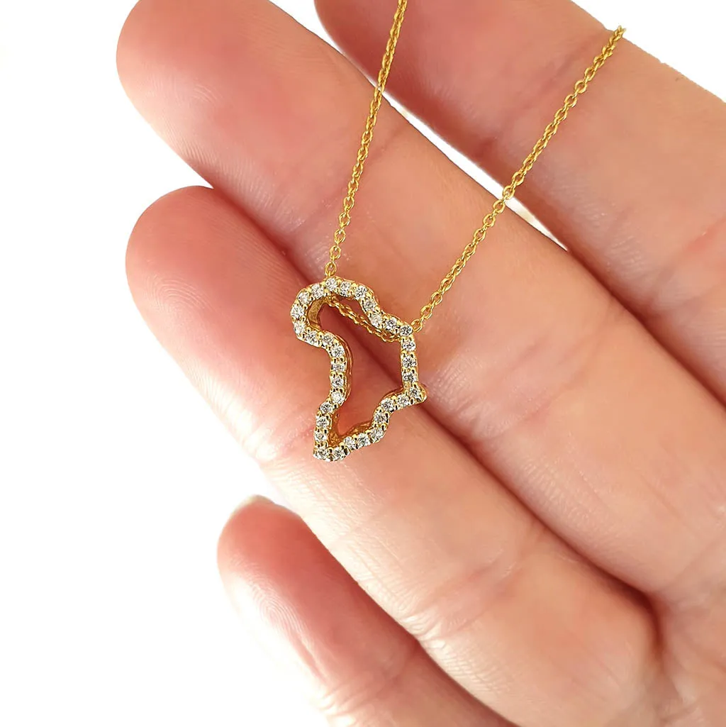 Diamond Studded 9-carat Gold Africa Pendant