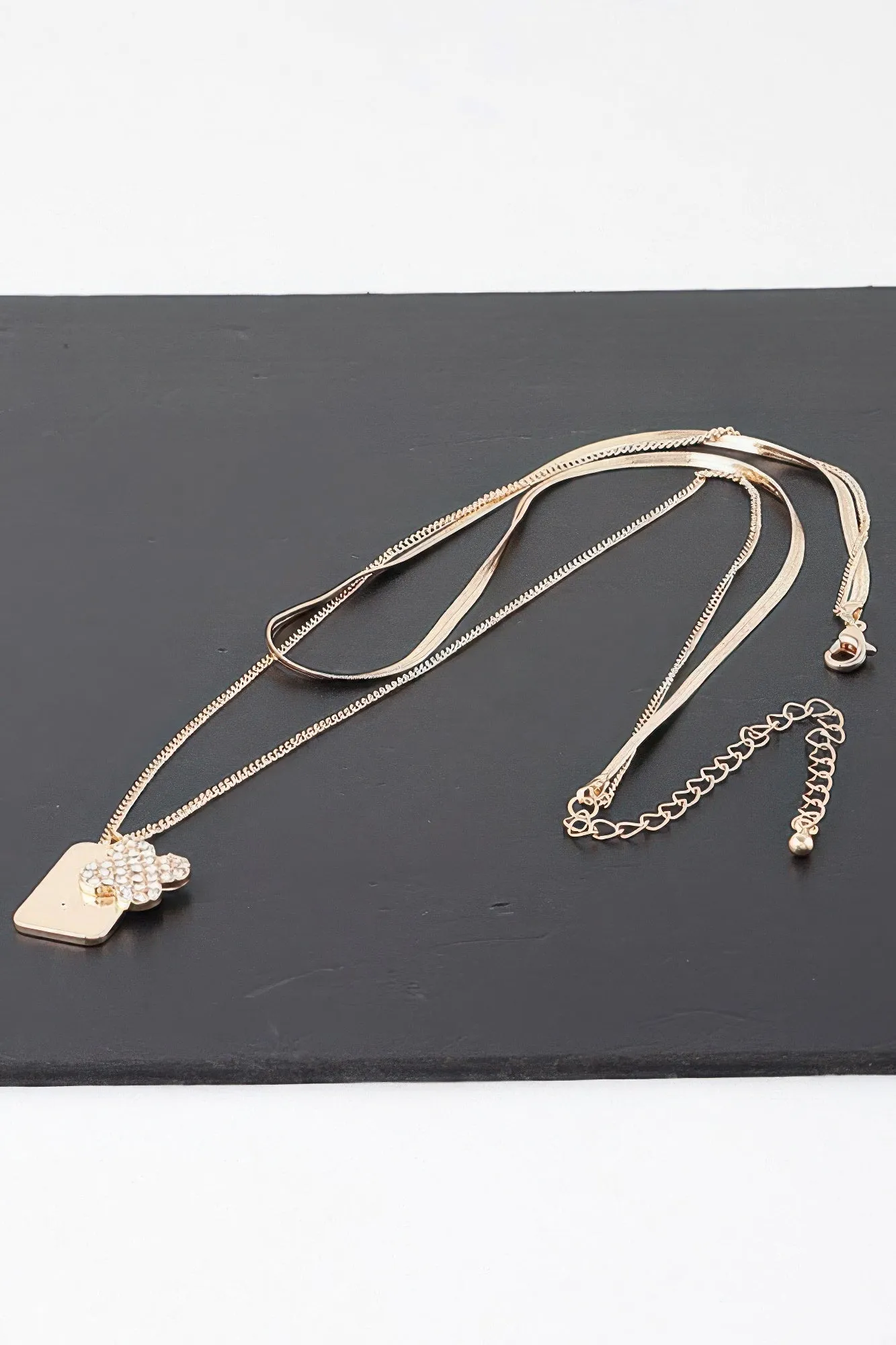 Double Clover Tag Pendant Necklace