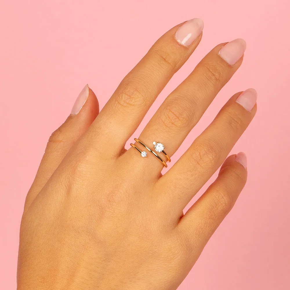 Double Solitaire CZ Wrap Ring