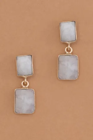 Double Square Moonstone Earrings