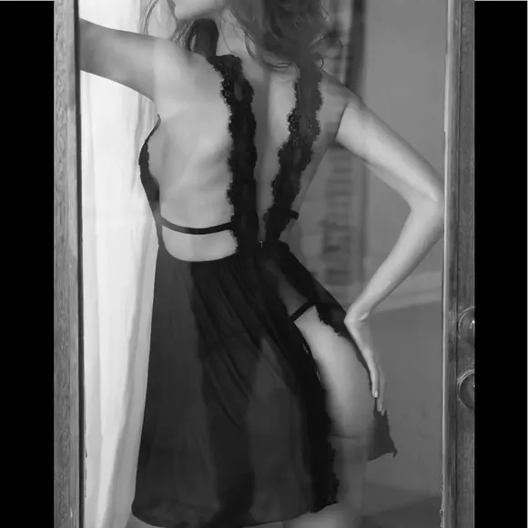 Dreamy Black Soft Stretch Lace Mesh Nightie