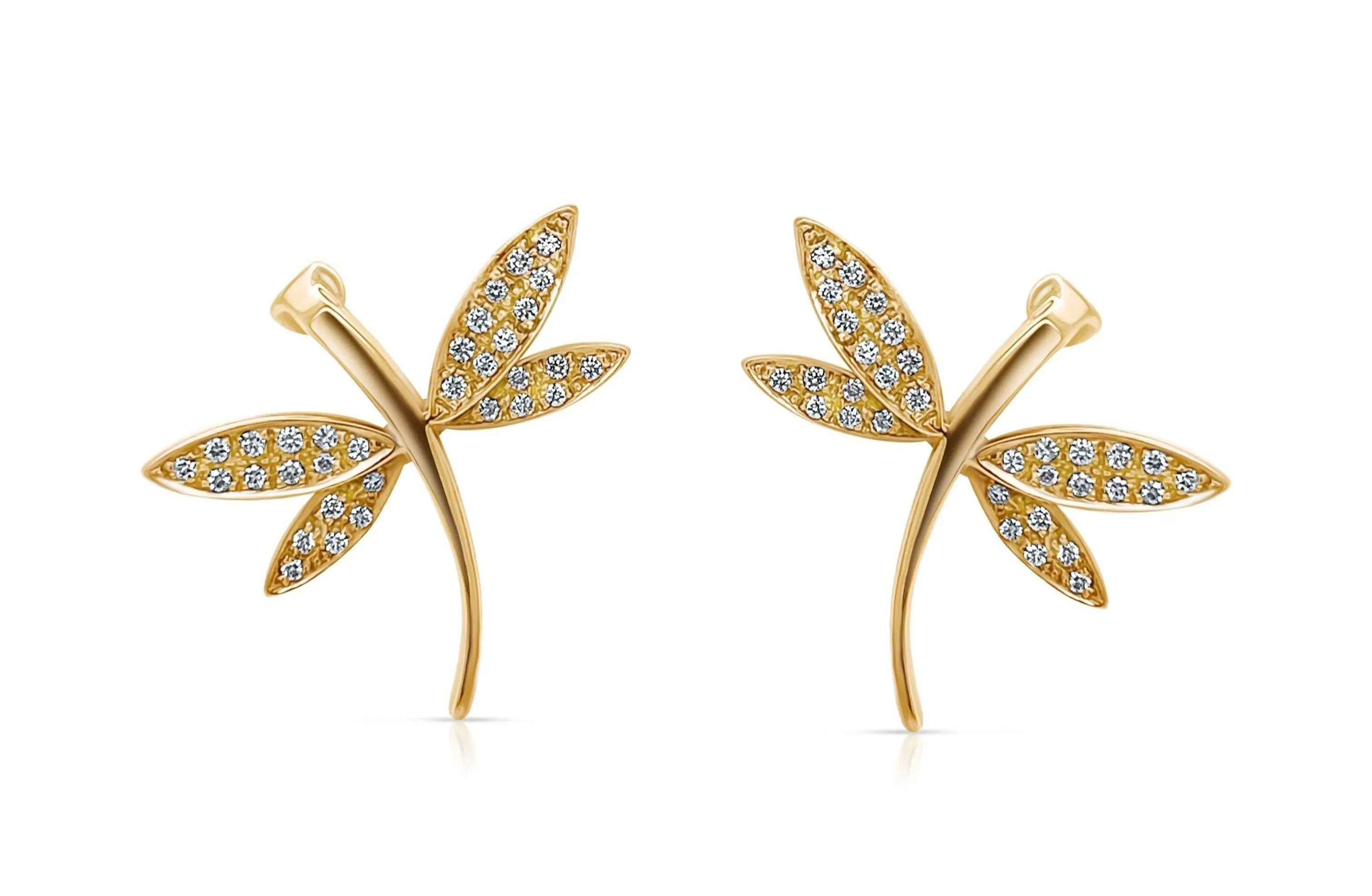 Earrings 18kt Gold Dragonfly & Diamonds