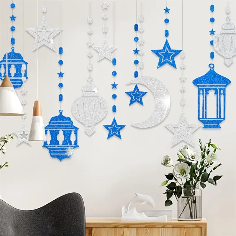 Eid Symphony Star Moon Charm Pull Flower: Muslim Ramadan Home Decoration Pendant