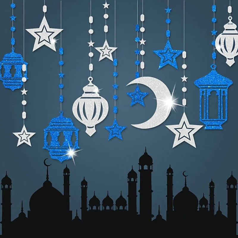 Eid Symphony Star Moon Charm Pull Flower: Muslim Ramadan Home Decoration Pendant