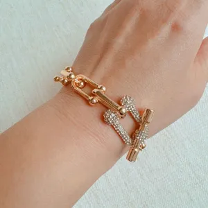 Ellison and Young Paved Toggle U Chain Link Bracelet