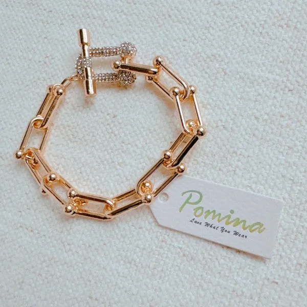 Ellison and Young Paved Toggle U Chain Link Bracelet