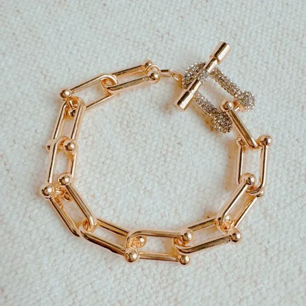 Ellison and Young Paved Toggle U Chain Link Bracelet