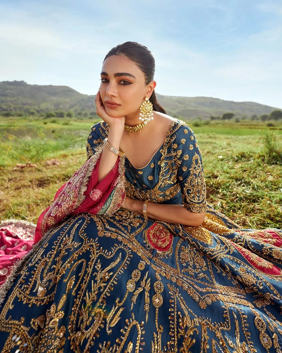 Embellished Bridal Wedding Dress in Lehenga Choli Style
