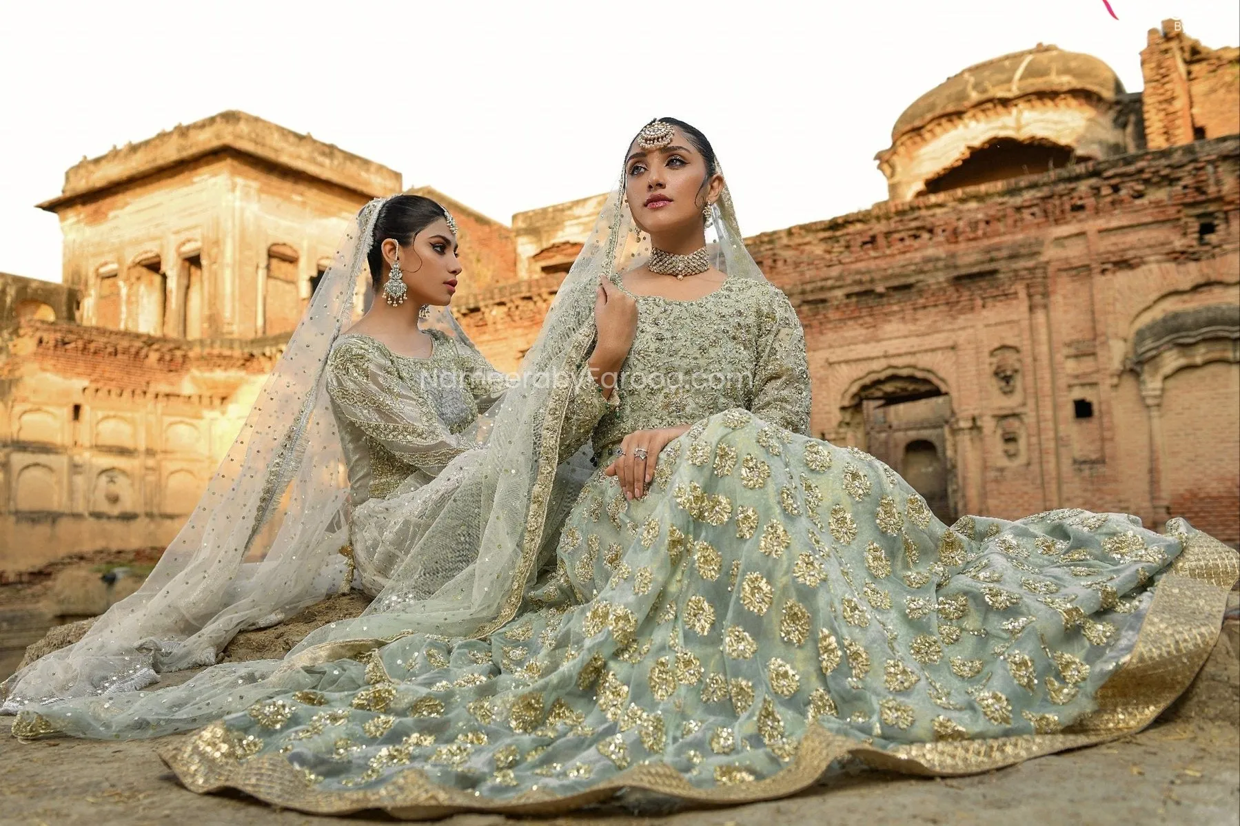 Embellished Ghagra Choli Wedding Dress in Ivory #BN1018