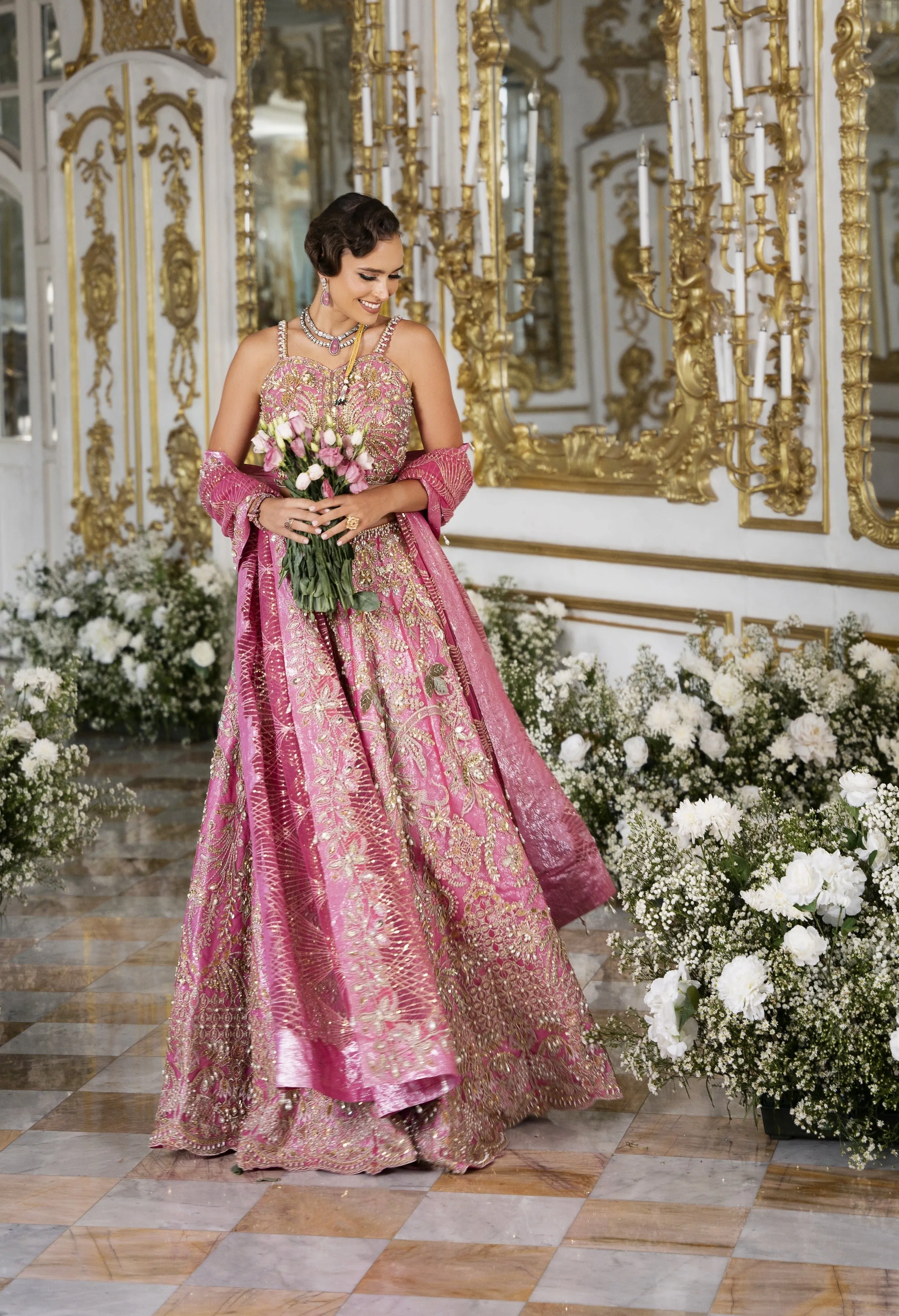 Embellished Lehenga Choli Dupatta Indian Bridal Dress