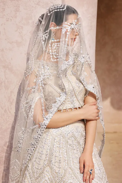 Embellished White Bridal Lehenga Choli and Dupatta