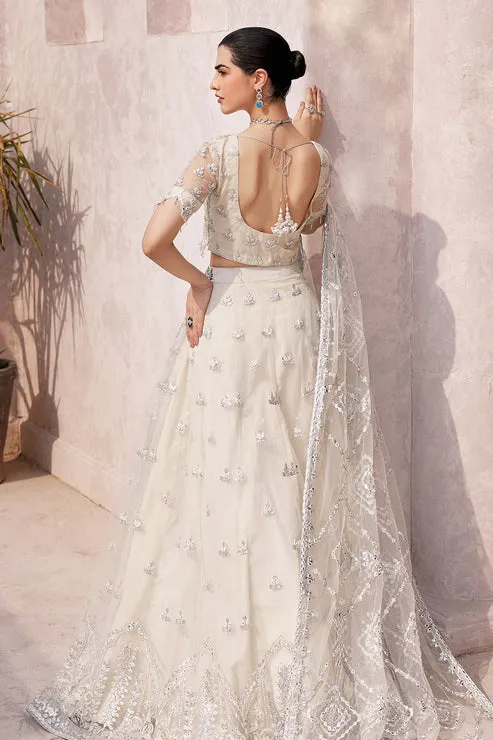 Embellished White Bridal Lehenga Choli and Dupatta