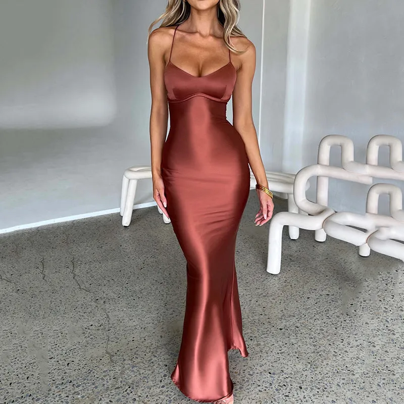 Emilia Draped Stylish Satin Gown