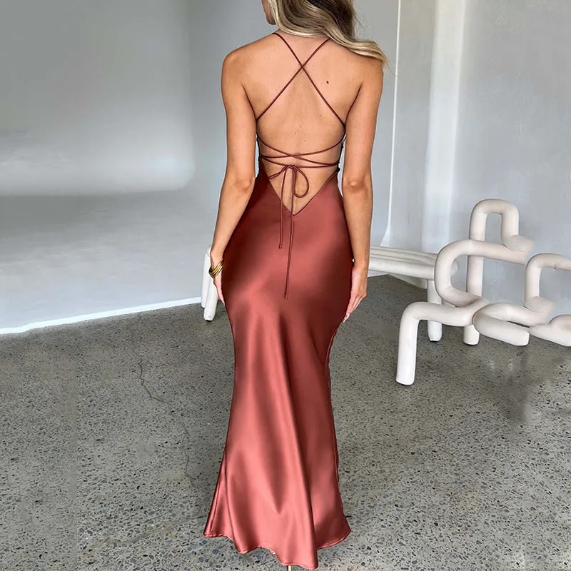 Emilia Draped Stylish Satin Gown