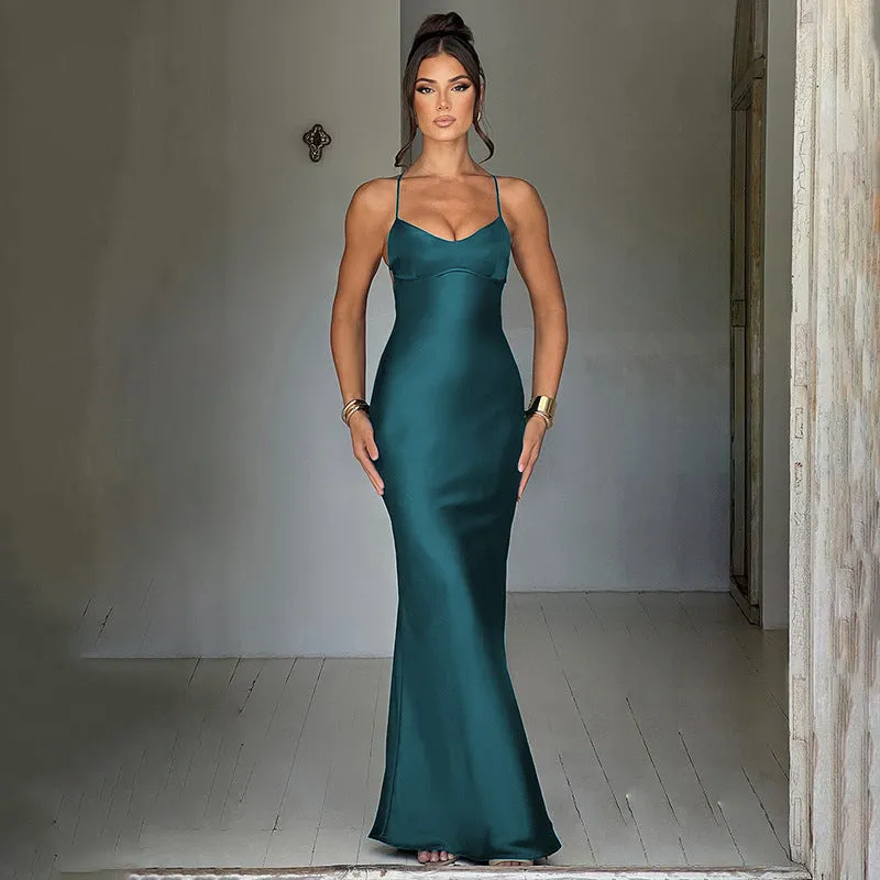 Emilia Draped Stylish Satin Gown
