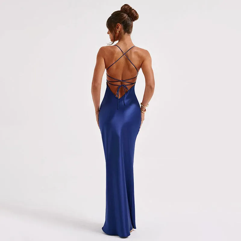 Emilia Draped Stylish Satin Gown