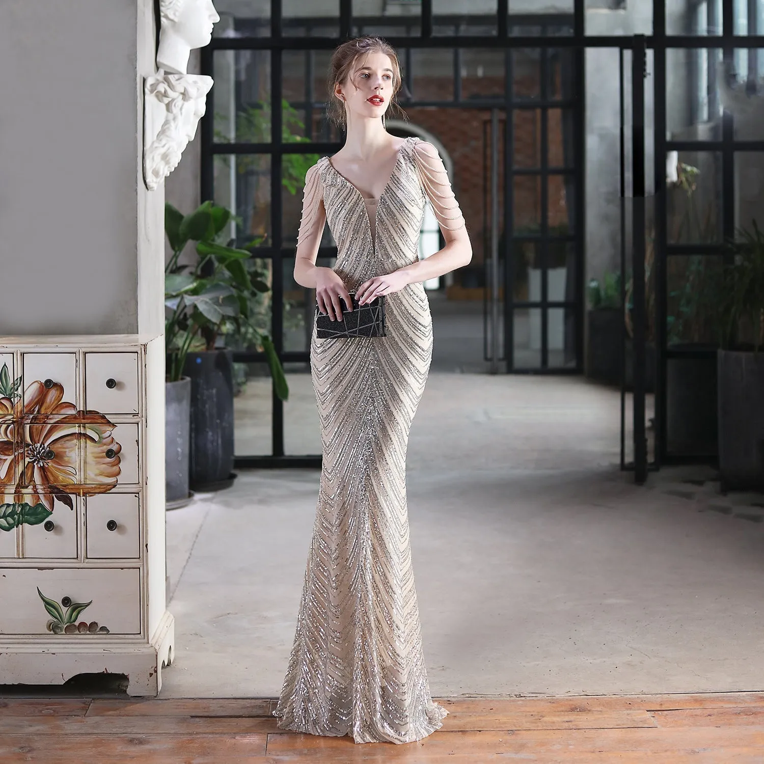 Emily Mermaid Sequin Charming Sleeveless Prom Dress
