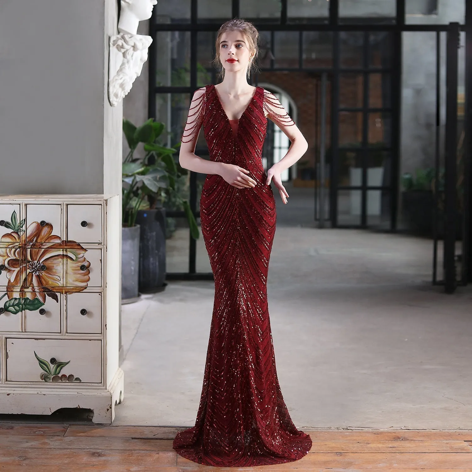 Emily Mermaid Sequin Charming Sleeveless Prom Dress