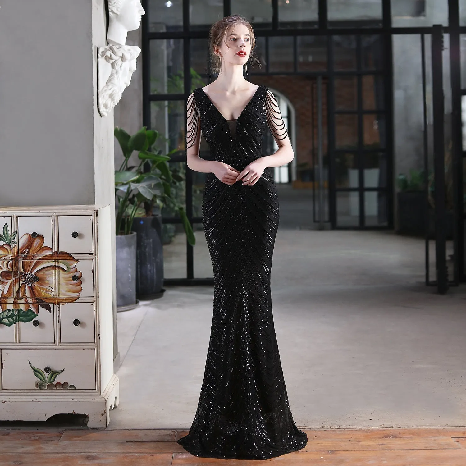 Emily Mermaid Sequin Charming Sleeveless Prom Dress