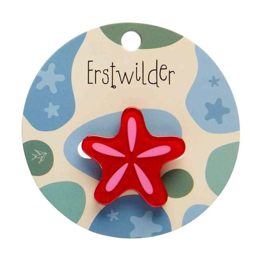 Erstwilder Red Starfish Simplified Mini Brooch