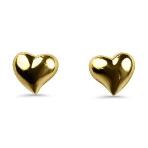 Estate 14k Yellow Gold Puffy Heart Stud Earrings