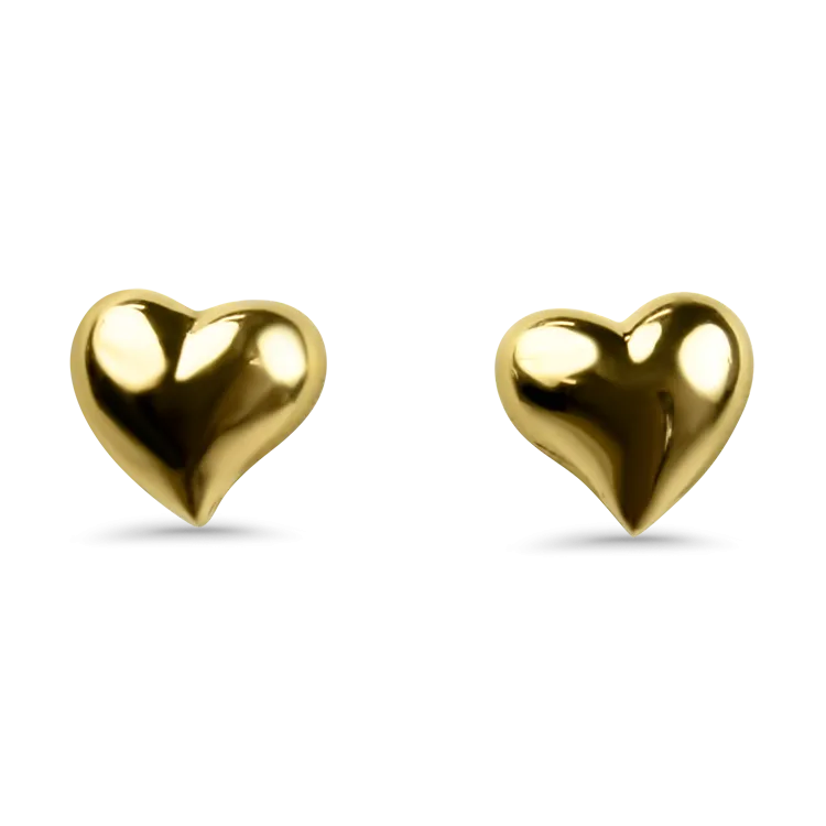 Estate 14k Yellow Gold Puffy Heart Stud Earrings
