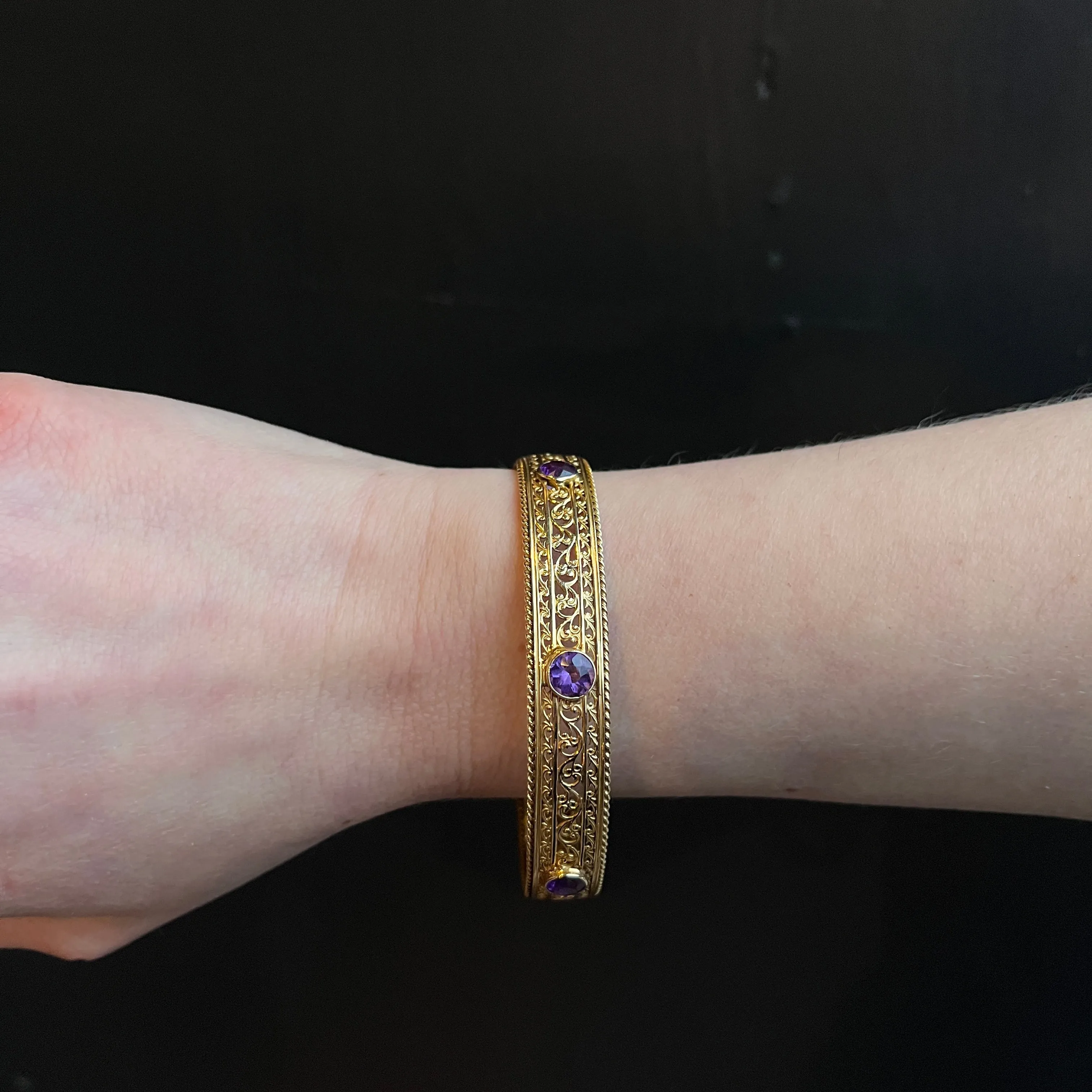 Estate 2.25 CTW Amethyst Bangle Bracelet