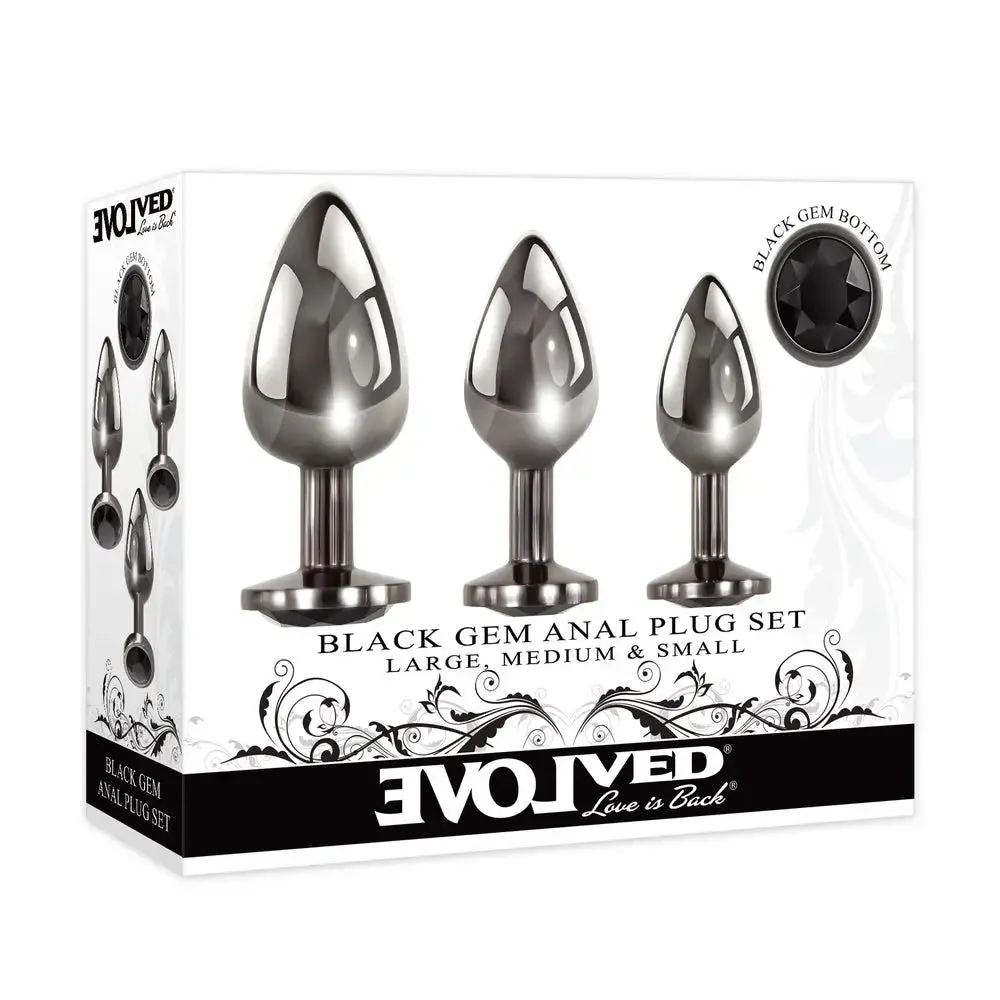 Evolved Stainless Steel Black Gem Anal Plug Set