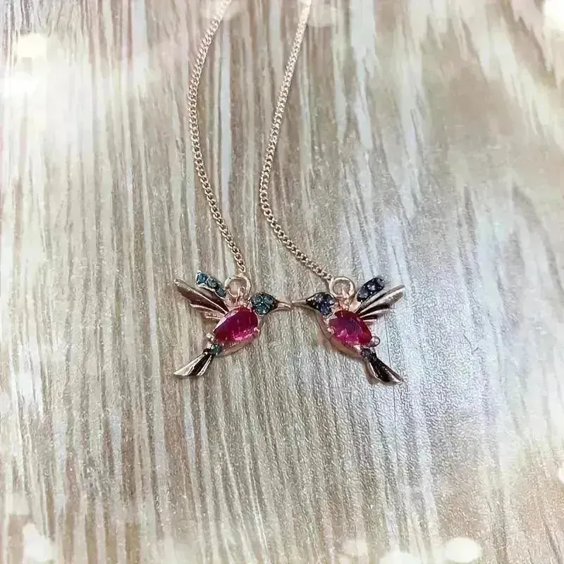 Exquisite Hummingbird Design Dangle Earrings