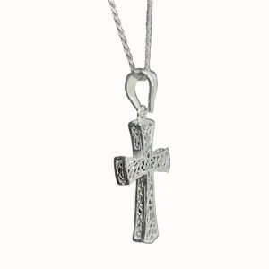 Exquisite Italian 925 Sterling Silver Cross Pendant Charm