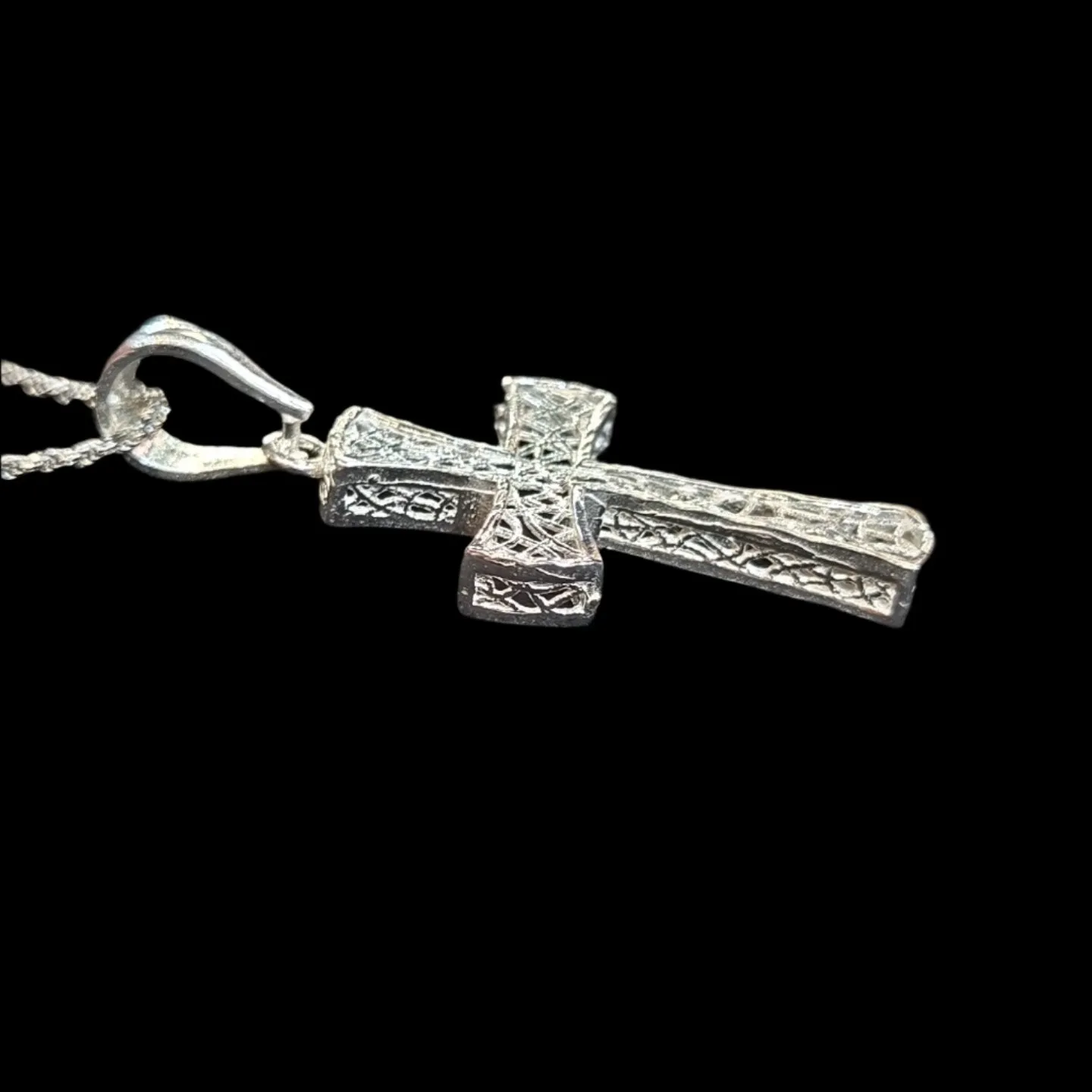 Exquisite Italian 925 Sterling Silver Cross Pendant Charm