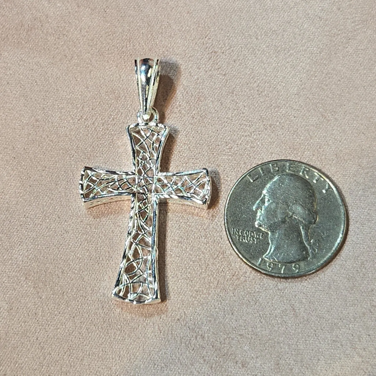 Exquisite Italian 925 Sterling Silver Cross Pendant Charm