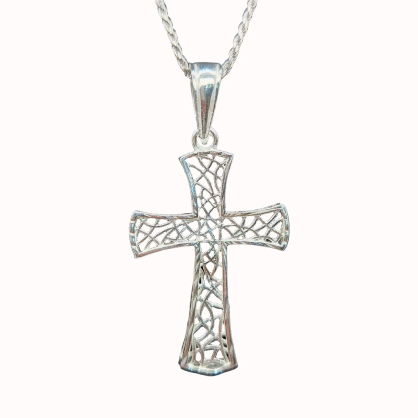 Exquisite Italian 925 Sterling Silver Cross Pendant Charm