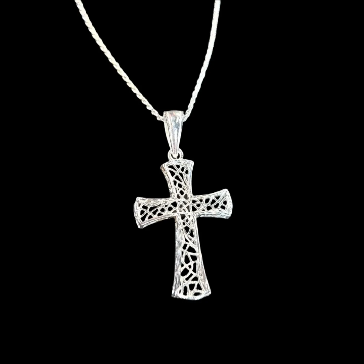 Exquisite Italian 925 Sterling Silver Cross Pendant Charm
