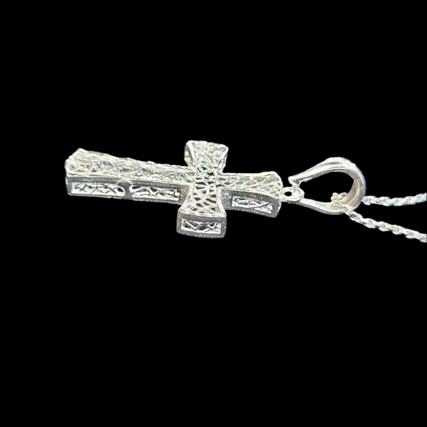 Exquisite Italian 925 Sterling Silver Cross Pendant Charm